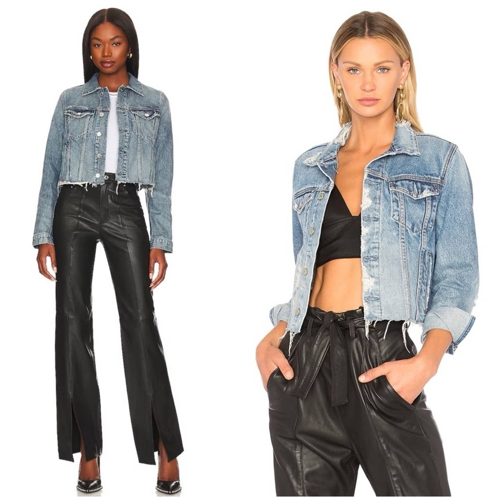 GRLFRND Cara Cropped Denim Jacket in Mary Jane L - Picture 3 of 7
